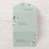 水の色セージ緑ユーカリ離れス結婚ズ オールインワン招待状 (外側)