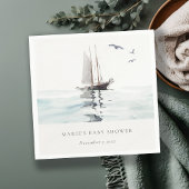 水の色セーリング航海のヨットベビーシャワー スタンダードカクテルナプキン