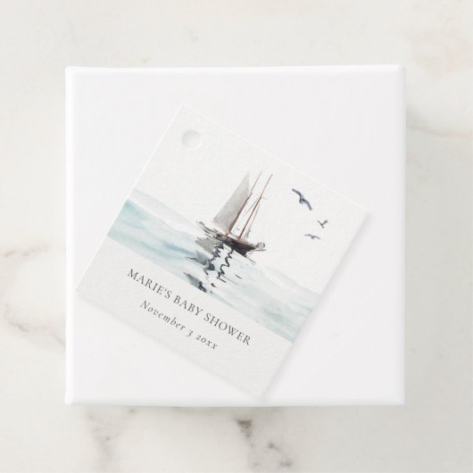 水の色セーリング航海のヨットベビーシャワー フェイバータグ (インサイチュ)
