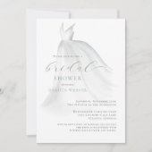 水の色ソフトグリーン結婚ズドレスブライダルシャワー 招待状 (正面)