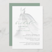 水の色ソフトグリーン結婚ズドレスブライダルシャワー 招待状 (正面/裏面)