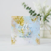 水の色ソフトヘブンリー葉ズサプライズ誕生日 招待状 (スタンド正面)