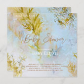 水の色ソフト天のベビーシャワー 招待状 (正面/裏面)