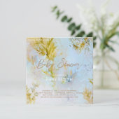水の色ソフト天のベビーシャワー 招待状 (スタンド正面)