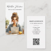 水の色ソーシャルメディアのマネージャーのブロガーのインフルエンサー 名刺 (正面/裏面)