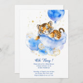 水の色タイガーボーイベビーシャワー招待状 招待状 (正面/裏面)