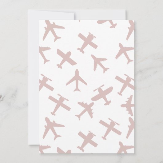 水の色タイムフライ飛行機誕生日招待状 招待状 (裏面)