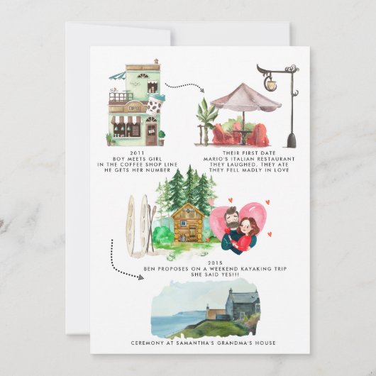 水の色タイムラインウェディング日付を保存アナウンス 案内状 (裏面)