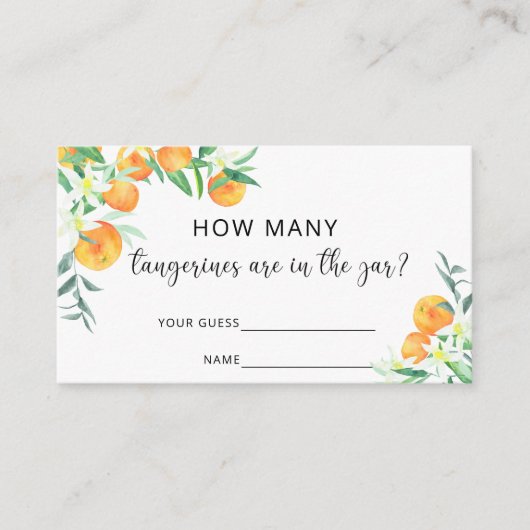 水の色タンジェリンが瓶に入っている数 エンクロージャーカード (正面)