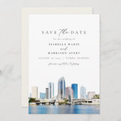 水の色タンパフロリダスカイライン日付を保存 招待状 (正面/裏面)