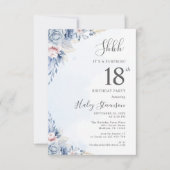 水の色ダスティブルーボホバジェット18誕生日 招待状 (正面)