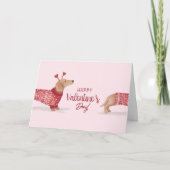 水の色ダッシュンドドッグバレンタインデーセーター カード (正面)