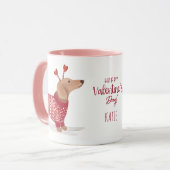 水の色ダッシュンドドッグバレンタインデーセーター マグカップ (正面左)