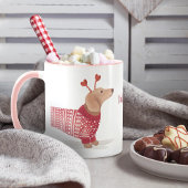 水の色ダッシュンドドッグバレンタインデーセーター マグカップ