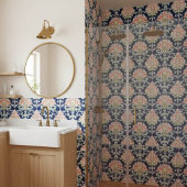 水の色ダマスクネイビーコーラルグリーン装飾 タイル