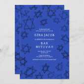 水の色ダークブルースターオブデイビッドバーバルミツワー 招待状 (正面/裏面)