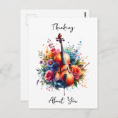 水の色チェロと花があなたを想う ポストカード (正面/裏面)