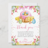 水の色チックケーキ春イースターベイビーシャワー サンキューカード (正面)