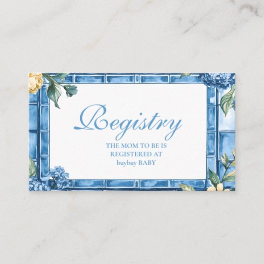 水の色チャオ、ベビー赤イタリアンちゃんシャワー登録 エンクロージャーカード (正面)