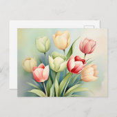 水の色チューリップガーデンオンセージグリーン ポストカード (正面/裏面)