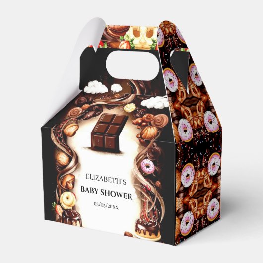水の色チョコレートベビーシャワー フェイバーボックス (正面サイド)