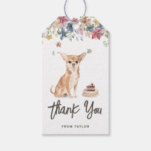 水の色チワホアドッグ誕生日パーティーありがとう ギフトタグ