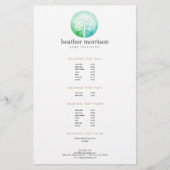 水の色ツリーのヨガとウェルネス価格リスト チラシ (正面)