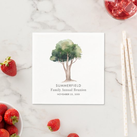 水の色ツリーファミリー懇親会夏の集まり スタンダードカクテルナプキン (インサイチュ)