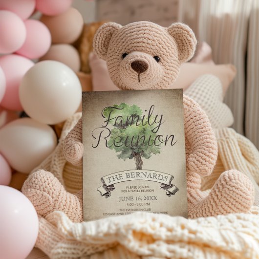 水の色ツリーヴィンテージファミリー懇親会招待状 招待状