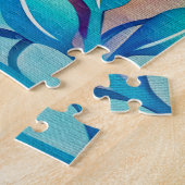 水の色テクスチカラフルャ葉の縁どゴールデンド ジグソーパズル (側面)