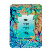 水の色テクスチカラフルャ葉の縁どゴールデンド マグネット (縦)