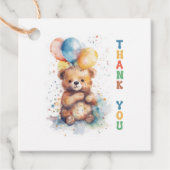 水の色テディベアありがとうメッセージカード フェイバータグ (正面)