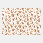 水の色テディベアと離れ秋お祝い ラッピングペーパーシート (正面)