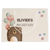 水の色テディベアの誕生日抱き枕 ラージペーパーバッグ (正面)