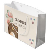 水の色テディベアの誕生日抱き枕 ラージペーパーバッグ (裏面アングル)