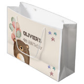 水の色テディベアの誕生日抱き枕 ラージペーパーバッグ (正面アングル)