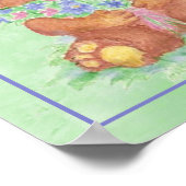 水の色テディベアアームフルフラワーおもしろい引用文 ポスター (角)