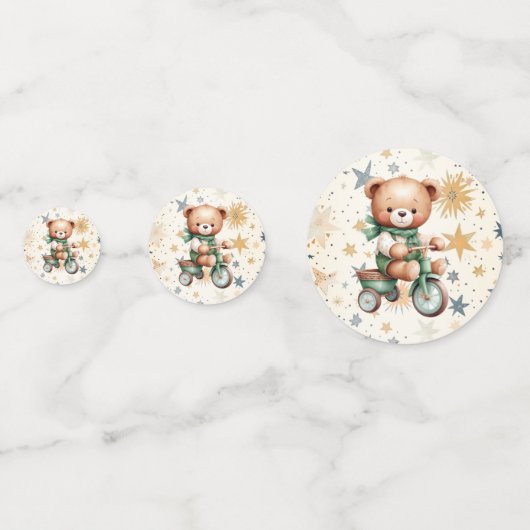 水の色テディベアスターグリーンバイクパーティー コンフェッティ (正面)