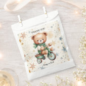 水の色テディベアスターグリーンバイクパーティー フェイバーバッグ (クリップ留めされた状態)