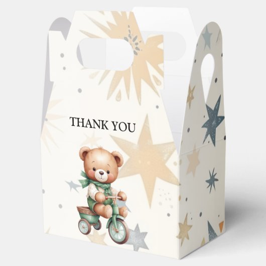 水の色テディベアスターグリーンバイクパーティー フェイバーボックス (オープン)