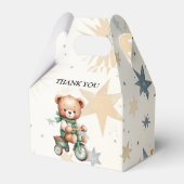 水の色テディベアスターグリーンバイクパーティー フェイバーボックス (正面サイド)