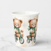 水の色テディベアスターグリーンバイクパーティー 紙コップ (左)