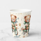 水の色テディベアスターグリーンバイクパーティー 紙コップ (右)