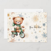 水の色テディベアスターグリーンバイクビューティフル ポストカード (正面/裏面)