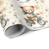 水の色テディベアスターグリーンバイクビューティフル ラッピングペーパー (ロールコーナー)