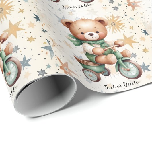 水の色テディベアスターグリーンバイクビューティフル ラッピングペーパー (ロールコーナー)