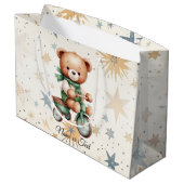 水の色テディベアスターグリーンバイクビューティフル ラージペーパーバッグ (裏面アングル)