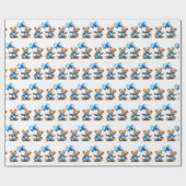 水の色テディベアツインボーイズ ラッピングペーパー (フラット)