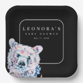 水の色テディベアベビーシャワー紙プレート ペーパープレート (正面)