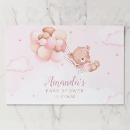 水の色テディベアベビーシャワー紙ランチョンマット ペーパーパッド